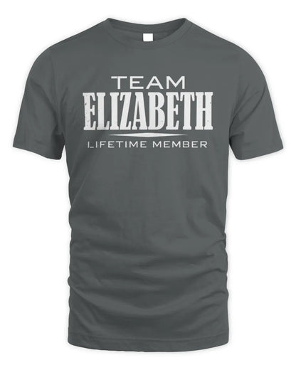 ELIZABETH BL62-K4-128 - Personalized “Team NAME Lifetime Member” - Unisex Standard T-Shirt - Charcoal