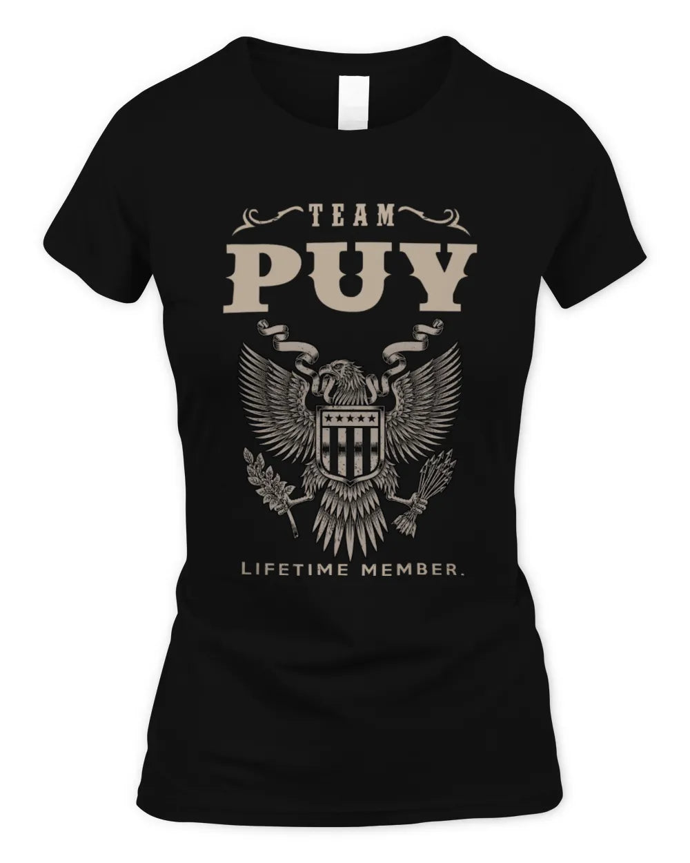 PUY TP06-K82 – Personalized Classic Style Apparel “Team NAME Lifetime Member” - Women's Standard T-Shirt - Black