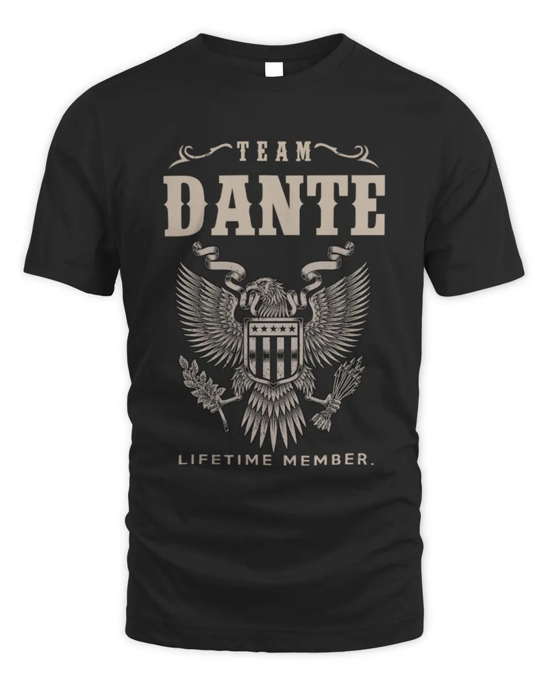 DANTE TP06-K82 – Personalized Classic Style Apparel “Team NAME Lifetime Member” - Unisex Standard T-Shirt - Black