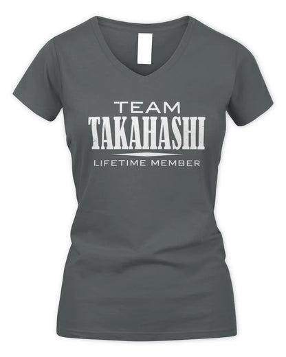 TAKAHASHI BL62-K4-128 - Personalized “Team NAME Lifetime Member” - Women's V-Neck T-Shirt - Charcoal
