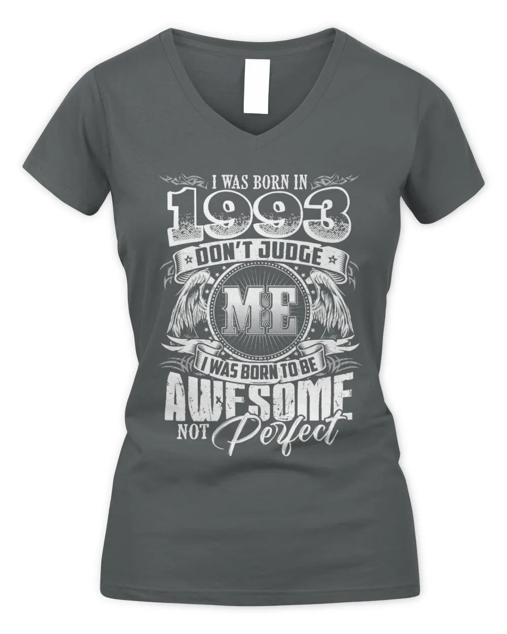 1993 HH89-K2 – Awesome Birth Year Quote T-Shirt - Women's V-Neck T-Shirt - Charcoal