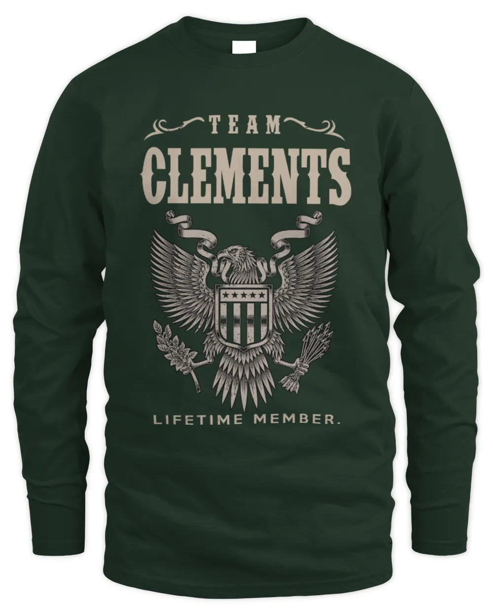 CLEMENTS TP06-K82 – Personalized Classic Style Apparel “Team NAME Lifetime Member” - Men's Long Sleeved T-Shirt - Forest Green