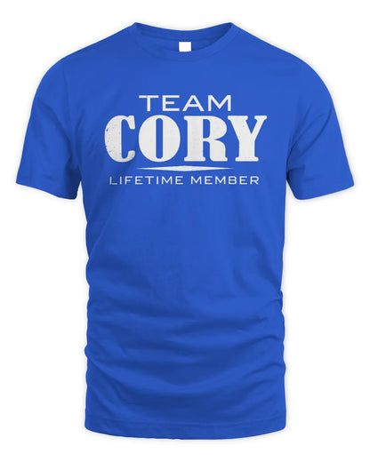 CORY BL62-K4-128 - Personalized “Team NAME Lifetime Member” - Unisex Standard T-Shirt - Royal