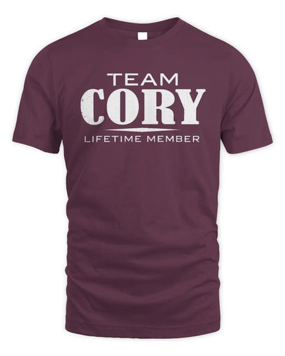 CORY BL62-K4-128 - Personalized “Team NAME Lifetime Member” - Unisex Standard T-Shirt - Maroon