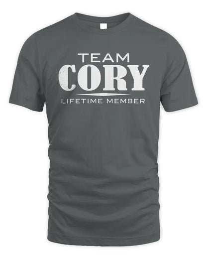 CORY BL62-K4-128 - Personalized “Team NAME Lifetime Member” - Unisex Standard T-Shirt - Charcoal