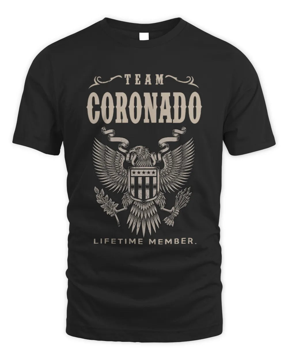 CORONADO TP06-K82 – Personalized Classic Style Apparel “Team NAME Lifetime Member” - Unisex Standard T-Shirt - Black
