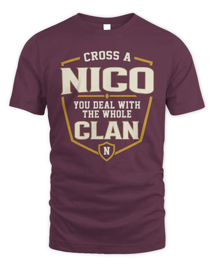 NICO NT1-K008 Cross A/An NAME, You Deal With the Whole Clan | Personalized Vintage T-Shirt - Unisex Standard T-Shirt - Maroon