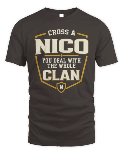 NICO NT1-K008 Cross A/An NAME, You Deal With the Whole Clan | Personalized Vintage T-Shirt - Unisex Standard T-Shirt - Dark Chocolate