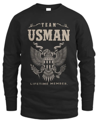 USMAN TP06-K82 – Personalized Classic Style Apparel “Team NAME Lifetime Member” - Men's Long Sleeved T-Shirt - Black