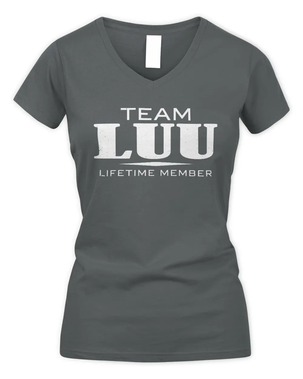 LUU BL62-K4-128 - Personalized “Team NAME Lifetime Member” - Women's V-Neck T-Shirt - Charcoal