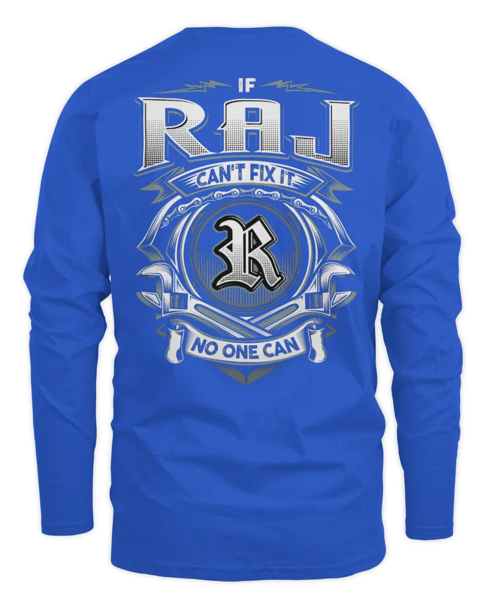 RAJ AP81-K4-626 - Personalized Ahmed Quote Apparel “If Ahmed Can't Fix It, No One Can” - Men's Long Sleeved T-Shirt - Royal