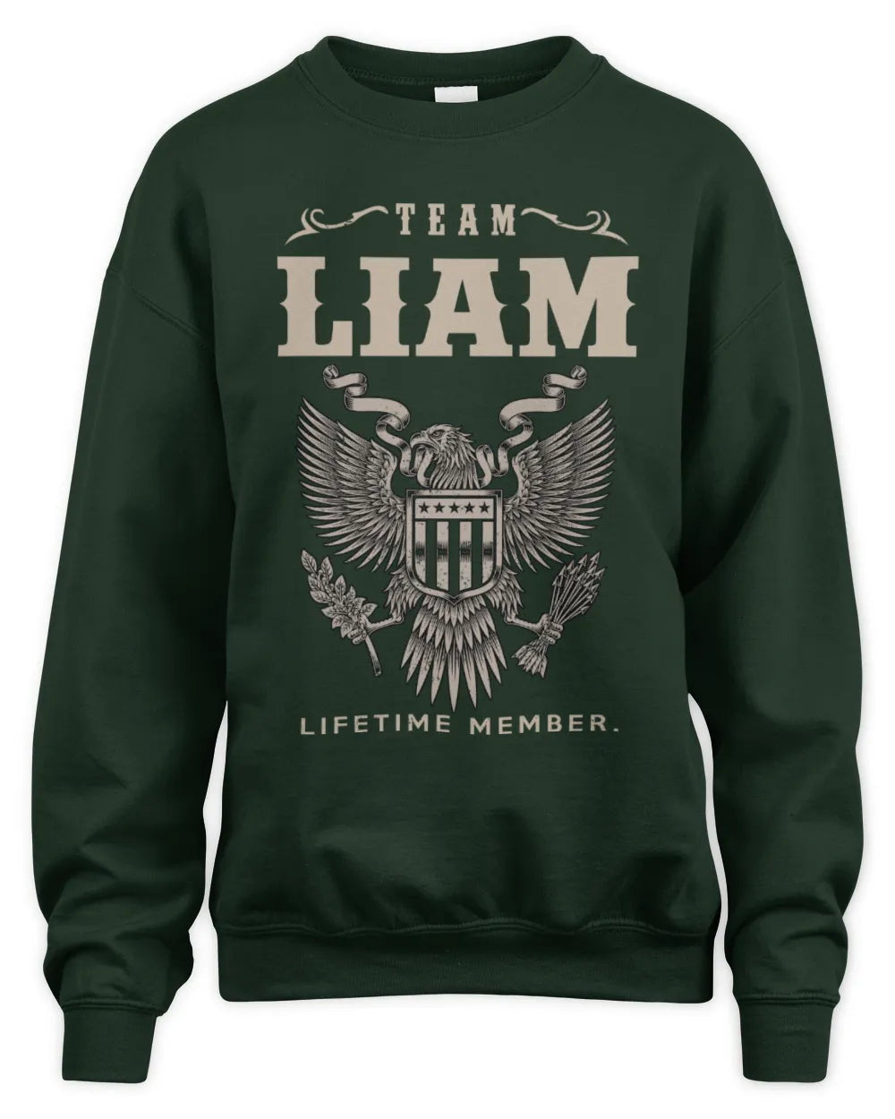 LIAM TP06-K82 – Personalized Classic Style Apparel “Team NAME Lifetime Member” - Unisex Sweatshirt - Forest Green