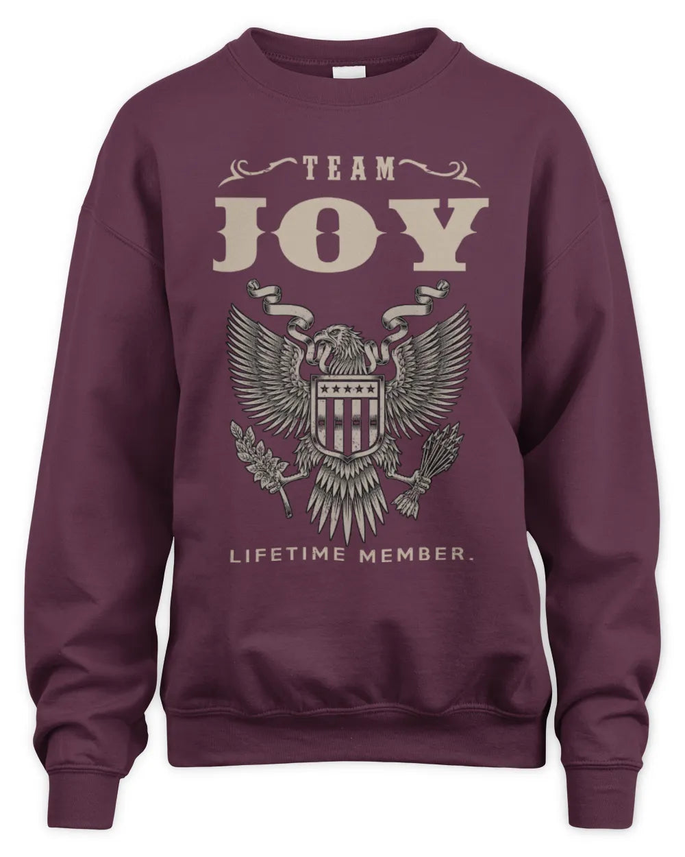 JOY TP06-K82 – Personalized Classic Style Apparel “Team NAME Lifetime Member” - Unisex Sweatshirt - Maroon