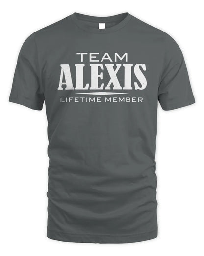 ALEXIS BL62-K4-128 - Personalized “Team NAME Lifetime Member” - Unisex Standard T-Shirt - Charcoal