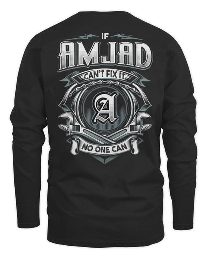 AMJAD AP81-K4-626 - Personalized Ahmed Quote Apparel “If Ahmed Can't Fix It, No One Can” - Men's Long Sleeved T-Shirt - Black