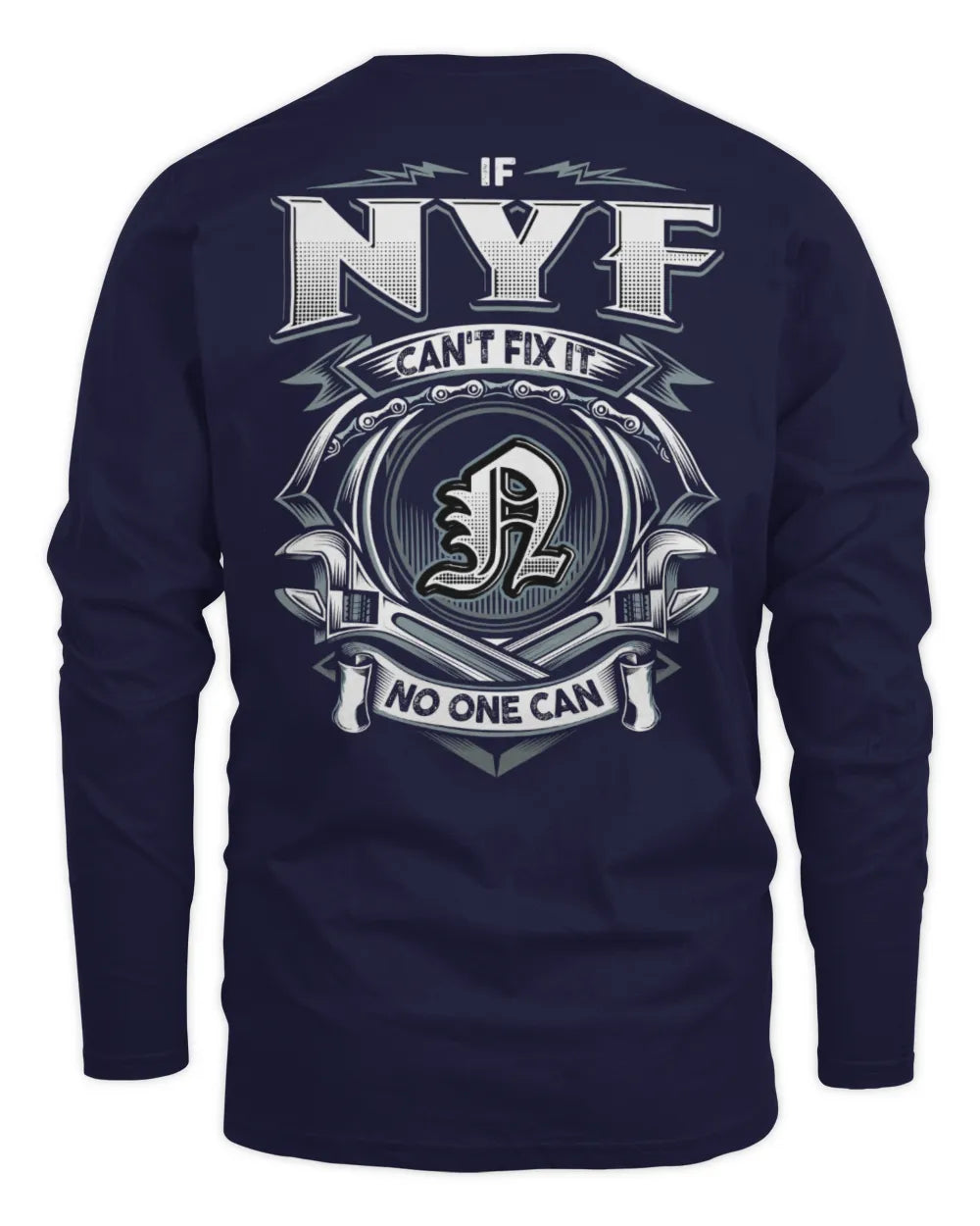 NYF AP81-K4-626 - Personalized Ahmed Quote Apparel “If Ahmed Can't Fix It, No One Can” - Men's Long Sleeved T-Shirt - Navy