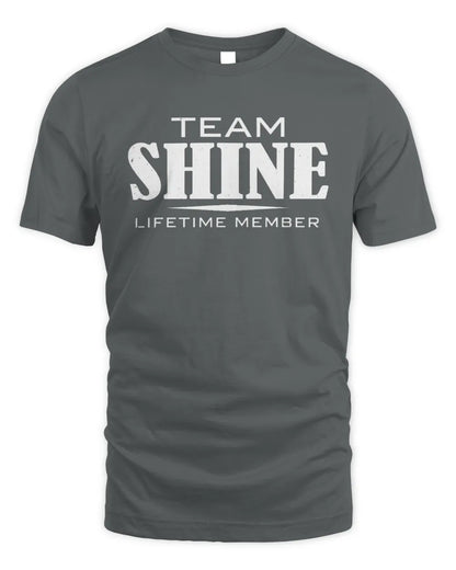 SHINE BL62-K4-128 - Personalized “Team NAME Lifetime Member” - Unisex Standard T-Shirt - Charcoal