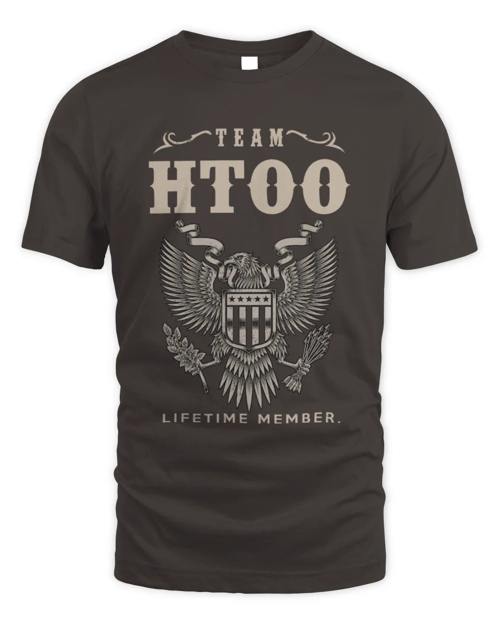 HTOO TP06-K82 – Personalized Classic Style Apparel “Team NAME Lifetime Member” - Unisex Standard T-Shirt - Dark Chocolate