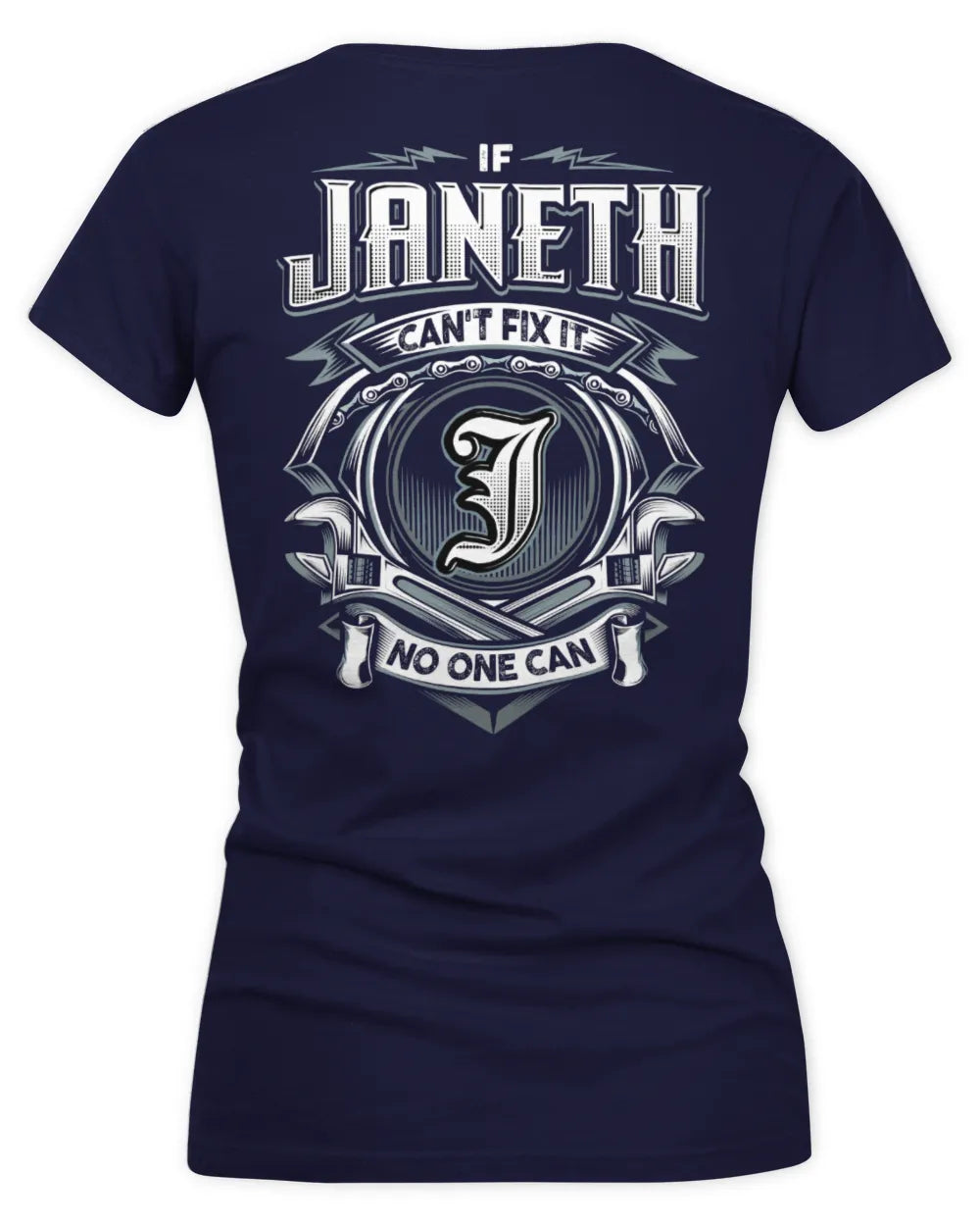 JANETH AP81-K4-626 - Personalized Ahmed Quote Apparel “If Ahmed Can't Fix It, No One Can” - Women's V-Neck T-Shirt - Navy