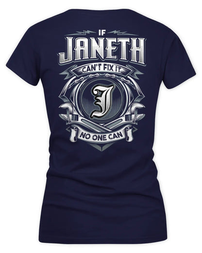 JANETH AP81-K4-626 - Personalized Ahmed Quote Apparel “If Ahmed Can't Fix It, No One Can” - Women's V-Neck T-Shirt - Navy