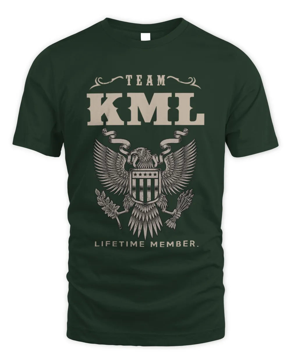 KML TP06-K82 – Personalized Classic Style Apparel “Team NAME Lifetime Member” - Unisex Standard T-Shirt - Forest Green