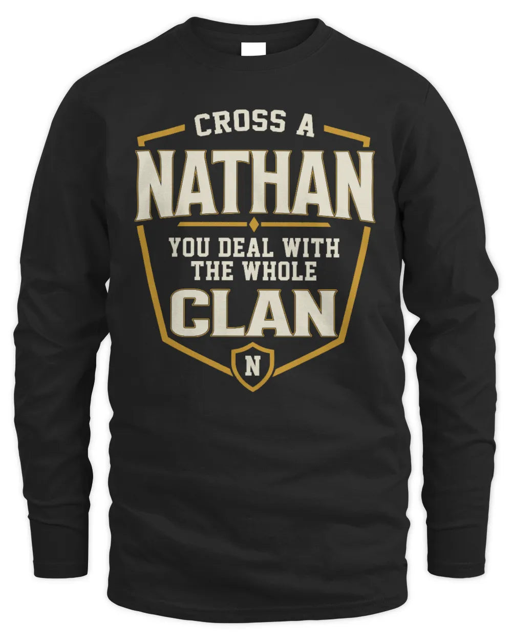 NATHAN NT1-K008 Cross A/An NAME, You Deal With the Whole Clan | Personalized Vintage T-Shirt - Men's Long Sleeved T-Shirt - Black