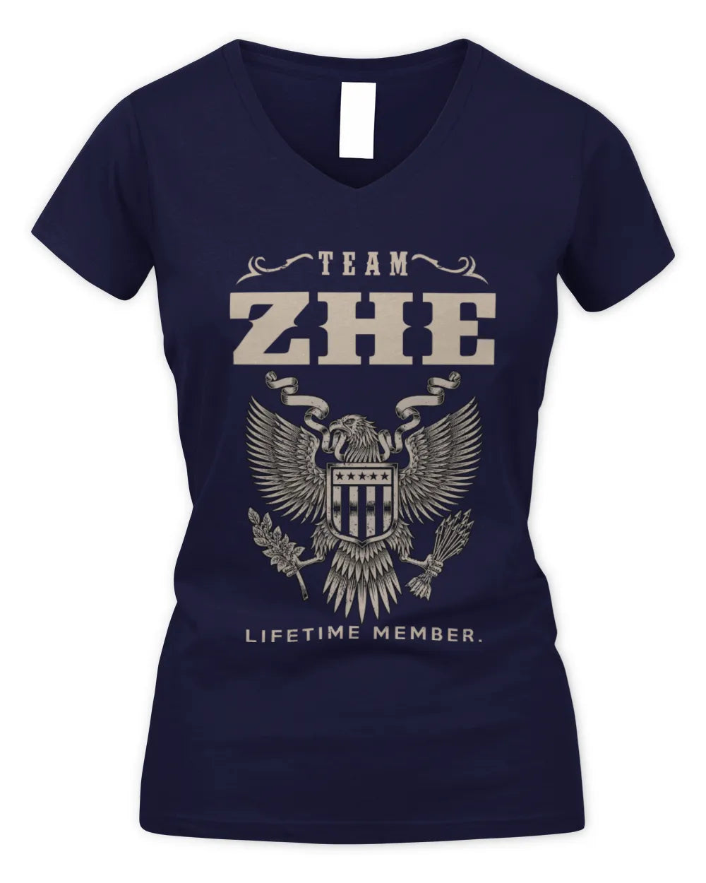 ZHE TP06-K82 – Personalized Classic Style Apparel “Team NAME Lifetime Member” - Women's V-Neck T-Shirt - Navy