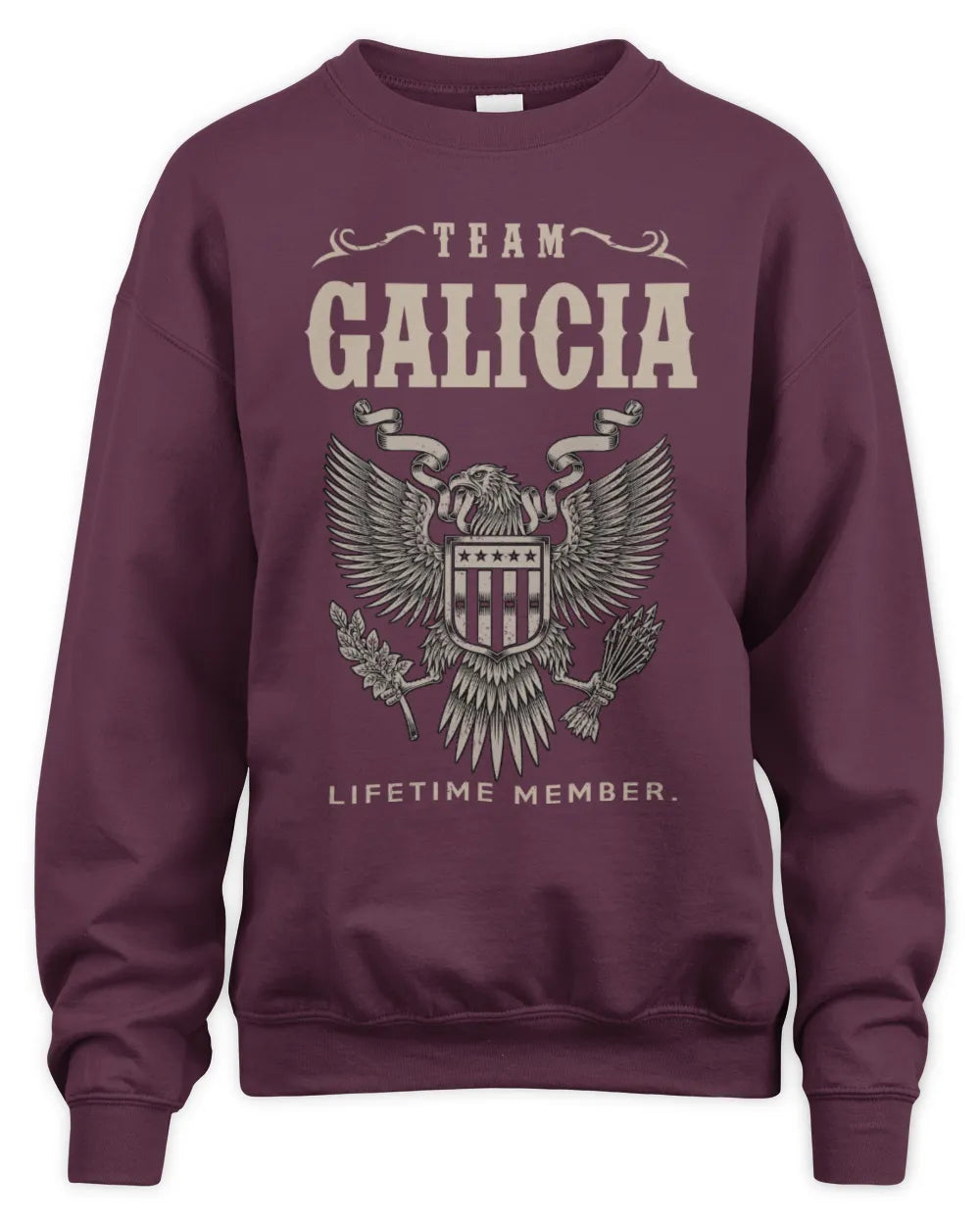 GALICIA TP06-K82 – Personalized Classic Style Apparel “Team NAME Lifetime Member” - Unisex Sweatshirt - Maroon