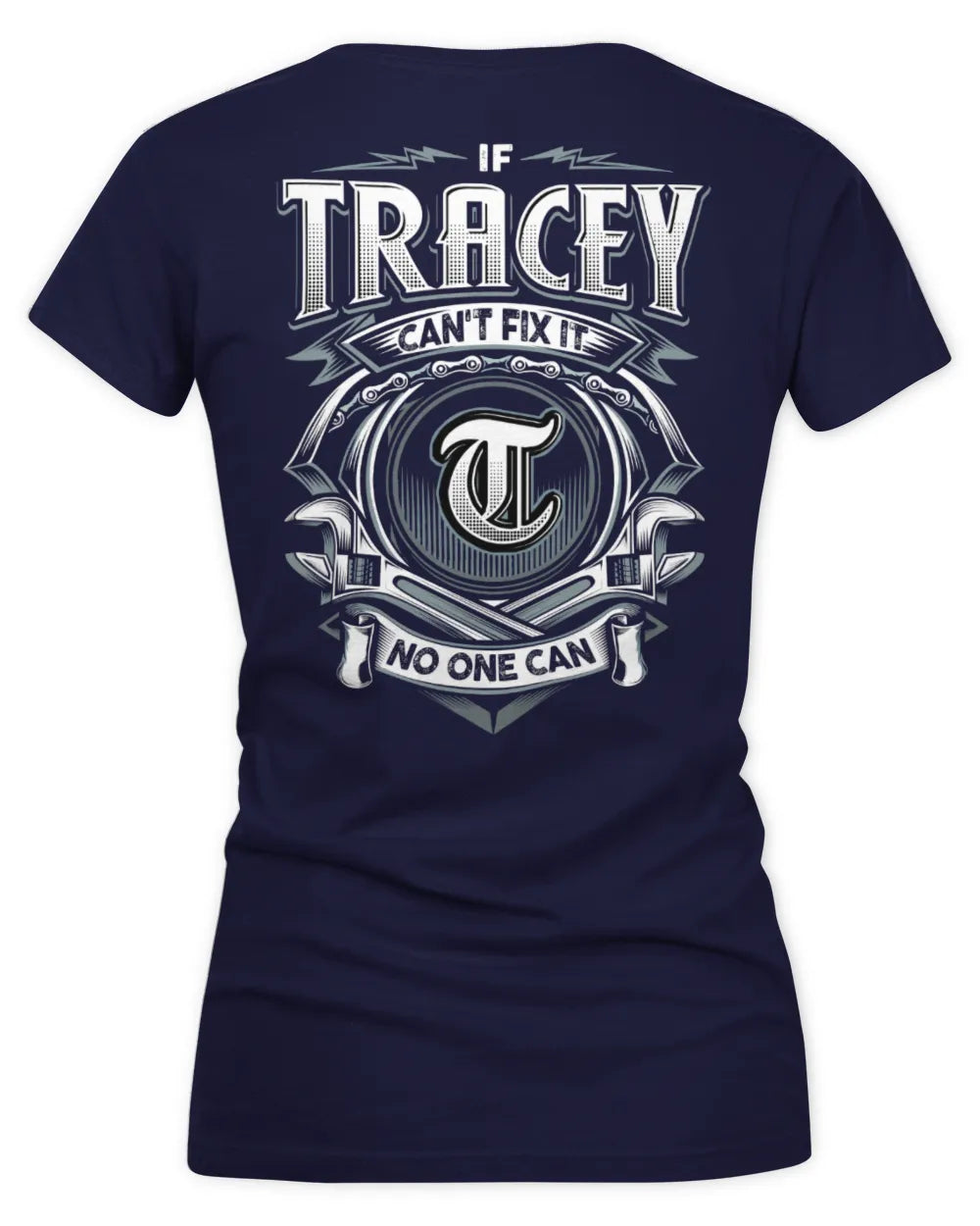 TRACEY AP81-K4-626 - Personalized Ahmed Quote Apparel “If Ahmed Can't Fix It, No One Can” - Women's V-Neck T-Shirt - Navy