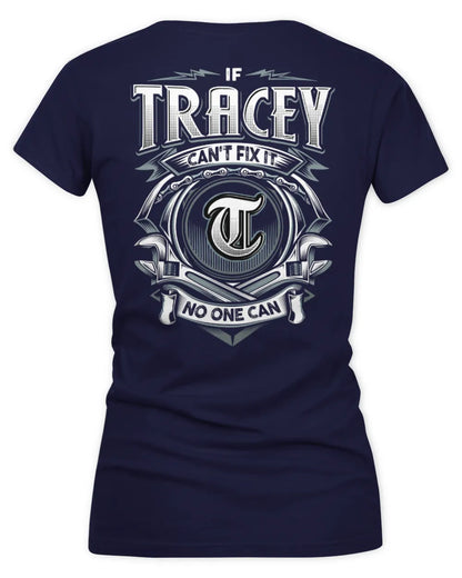 TRACEY AP81-K4-626 - Personalized Ahmed Quote Apparel “If Ahmed Can't Fix It, No One Can” - Women's V-Neck T-Shirt - Navy