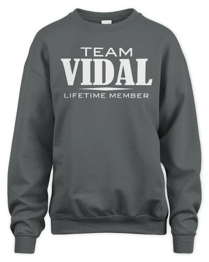 VIDAL BL62-K4-128 - Personalized “Team NAME Lifetime Member” - Unisex Sweatshirt - Charcoal