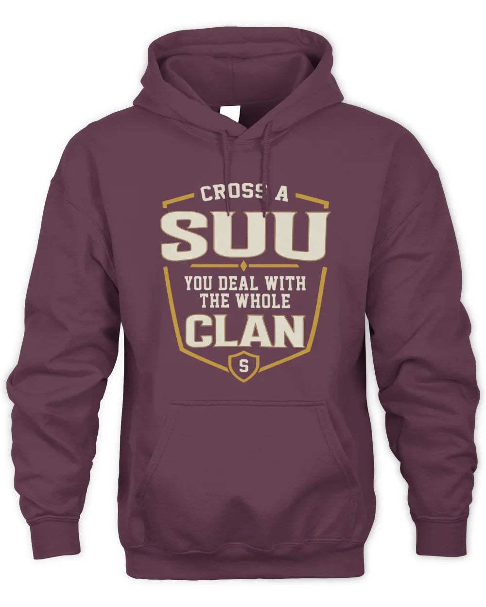 SUU NT1-K008 Cross A/An NAME, You Deal With the Whole Clan | Personalized Vintage T-Shirt - Unisex Hoodie - Maroon