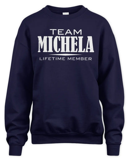 MICHELA BL62-K4-128 - Personalized “Team NAME Lifetime Member” - Unisex Sweatshirt - Navy
