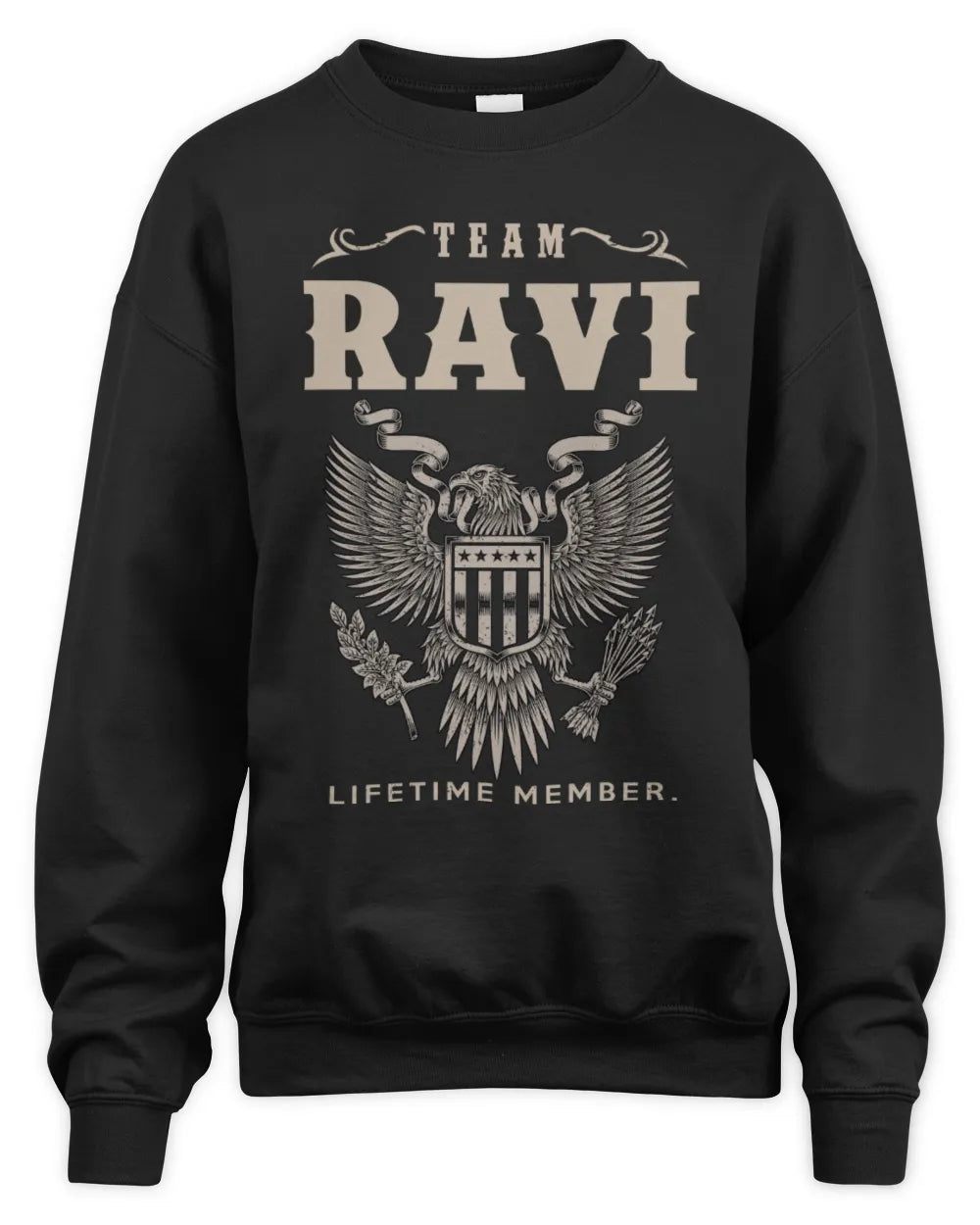 RAVI TP06-K82 – Personalized Classic Style Apparel “Team NAME Lifetime Member” - Unisex Sweatshirt - Black