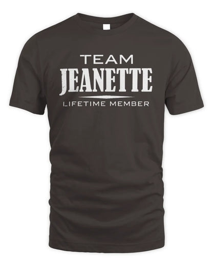 JEANETTE BL62-K4-128 - Personalized “Team NAME Lifetime Member” - Unisex Standard T-Shirt - Dark Chocolate