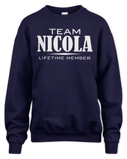 NICOLA BL62-K4-128 - Personalized “Team NAME Lifetime Member” - Unisex Sweatshirt - Navy