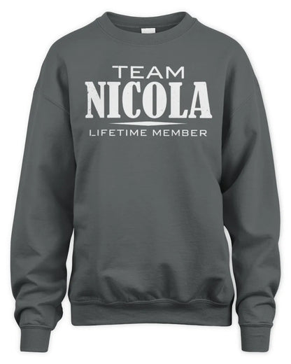 NICOLA BL62-K4-128 - Personalized “Team NAME Lifetime Member” - Unisex Sweatshirt - Charcoal