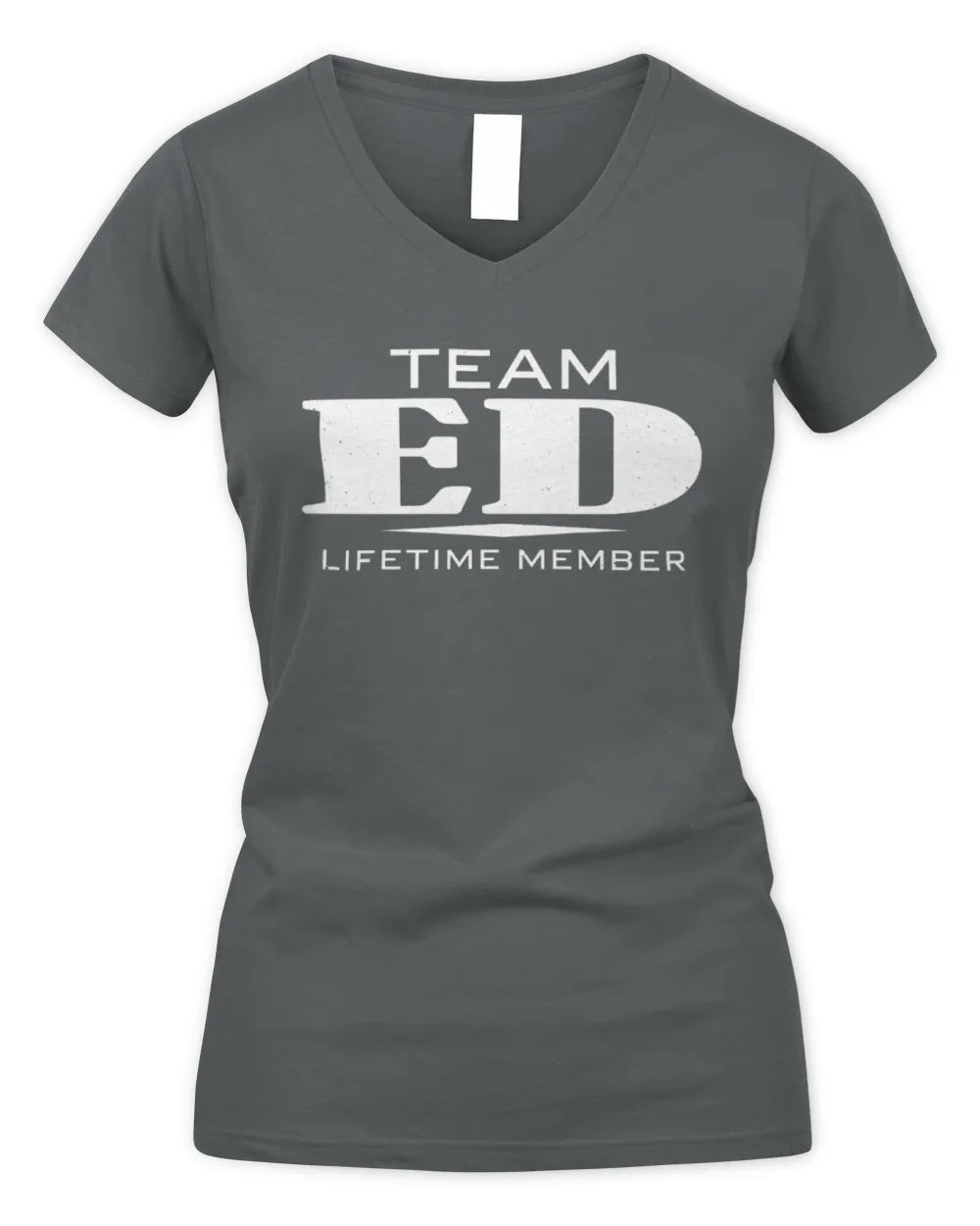ED BL62-K4-128 - Personalized “Team NAME Lifetime Member” - Women's V-Neck T-Shirt - Charcoal