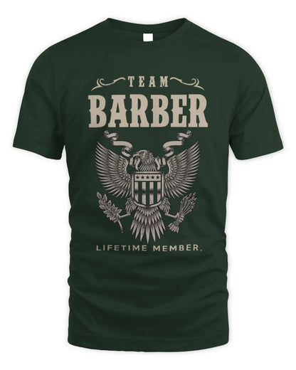 BARBER TP06-K82 – Personalized Classic Style Apparel “Team NAME Lifetime Member” - Unisex Standard T-Shirt - Forest Green