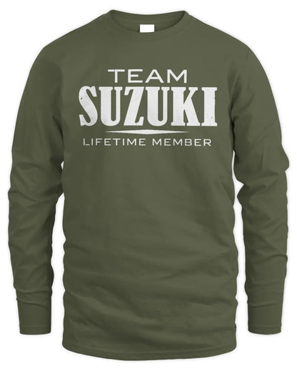 SUZUKI BL62-K4-128 - Personalized “Team NAME Lifetime Member” - Men's Long Sleeved T-Shirt - Military Green