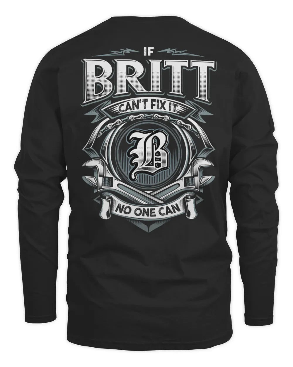 BRITT AP81-K4-626 - Personalized Ahmed Quote Apparel “If Ahmed Can't Fix It, No One Can” - Men's Long Sleeved T-Shirt - Black