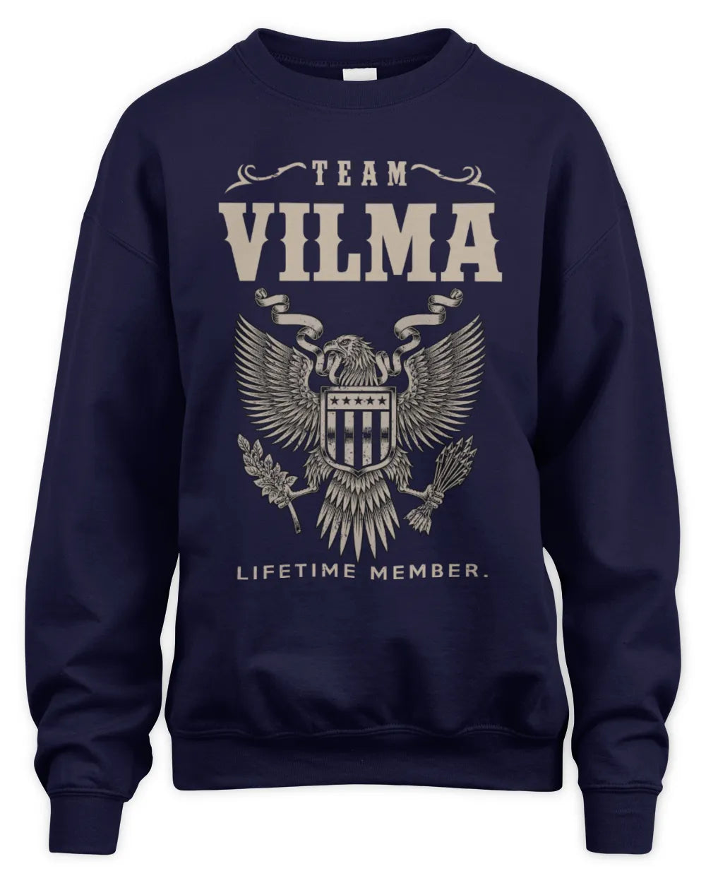 VILMA TP06-K82 – Personalized Classic Style Apparel “Team NAME Lifetime Member” - Unisex Sweatshirt - Navy