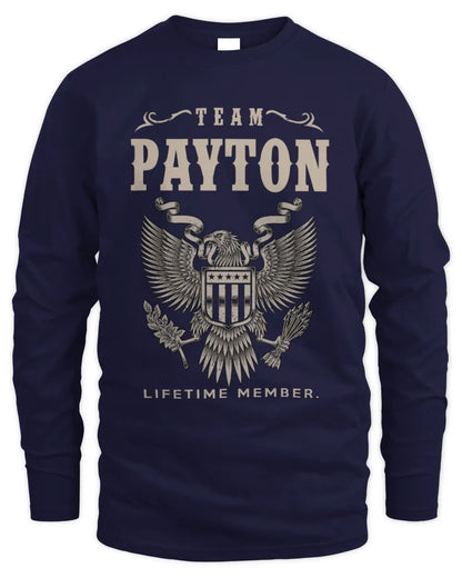 PAYTON TP06-K82 – Personalized Classic Style Apparel “Team NAME Lifetime Member” - Men's Long Sleeved T-Shirt - Navy
