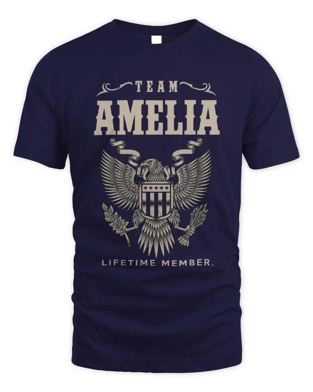 AMELIA TP06-K82 – Personalized Classic Style Apparel “Team NAME Lifetime Member” - Unisex Standard T-Shirt - Navy