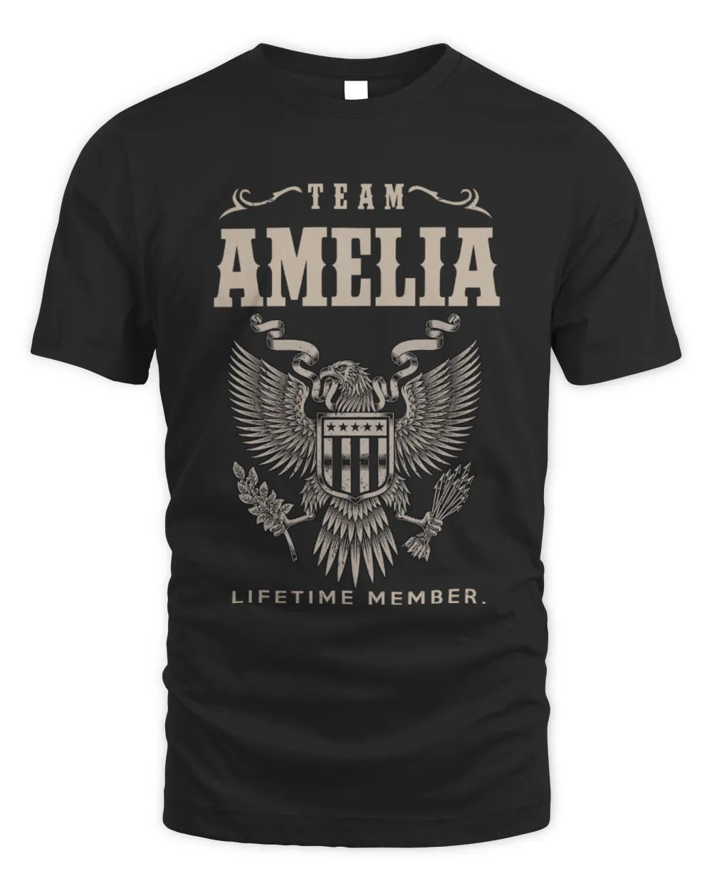 AMELIA TP06-K82 – Personalized Classic Style Apparel “Team NAME Lifetime Member” - Unisex Standard T-Shirt - Black