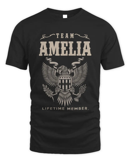 AMELIA TP06-K82 – Personalized Classic Style Apparel “Team NAME Lifetime Member” - Unisex Standard T-Shirt - Black