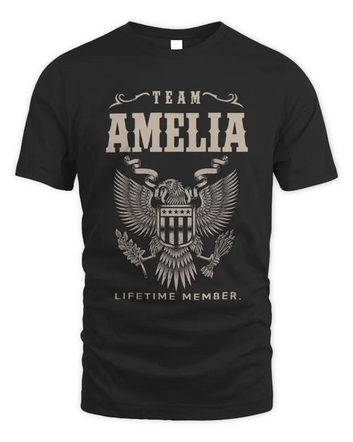 AMELIA TP06-K82 – Personalized Classic Style Apparel “Team NAME Lifetime Member” - Unisex Standard T-Shirt - Black