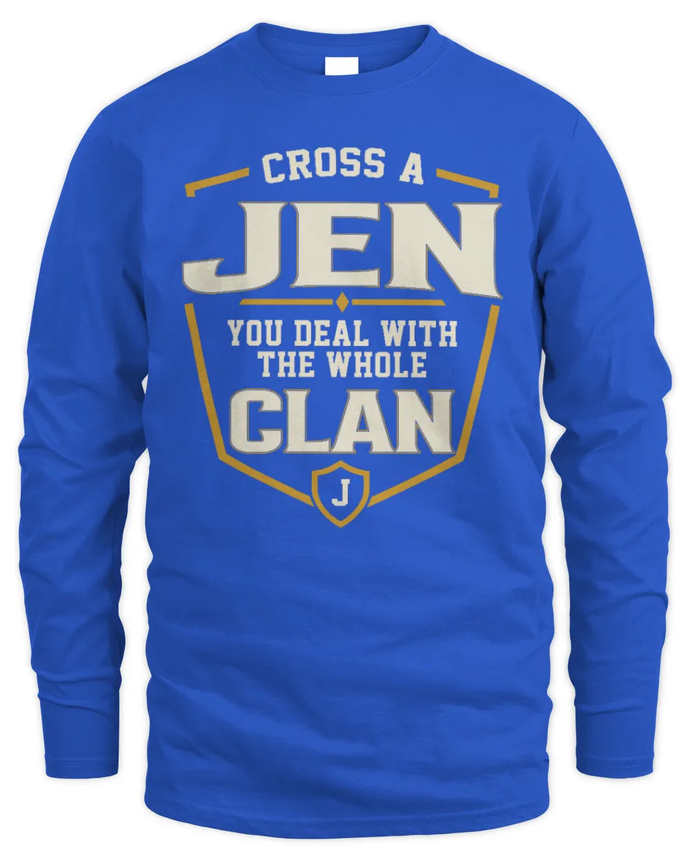 JEN NT1-K008 Cross A/An NAME, You Deal With the Whole Clan | Personalized Vintage T-Shirt - Men's Long Sleeved T-Shirt - Royal