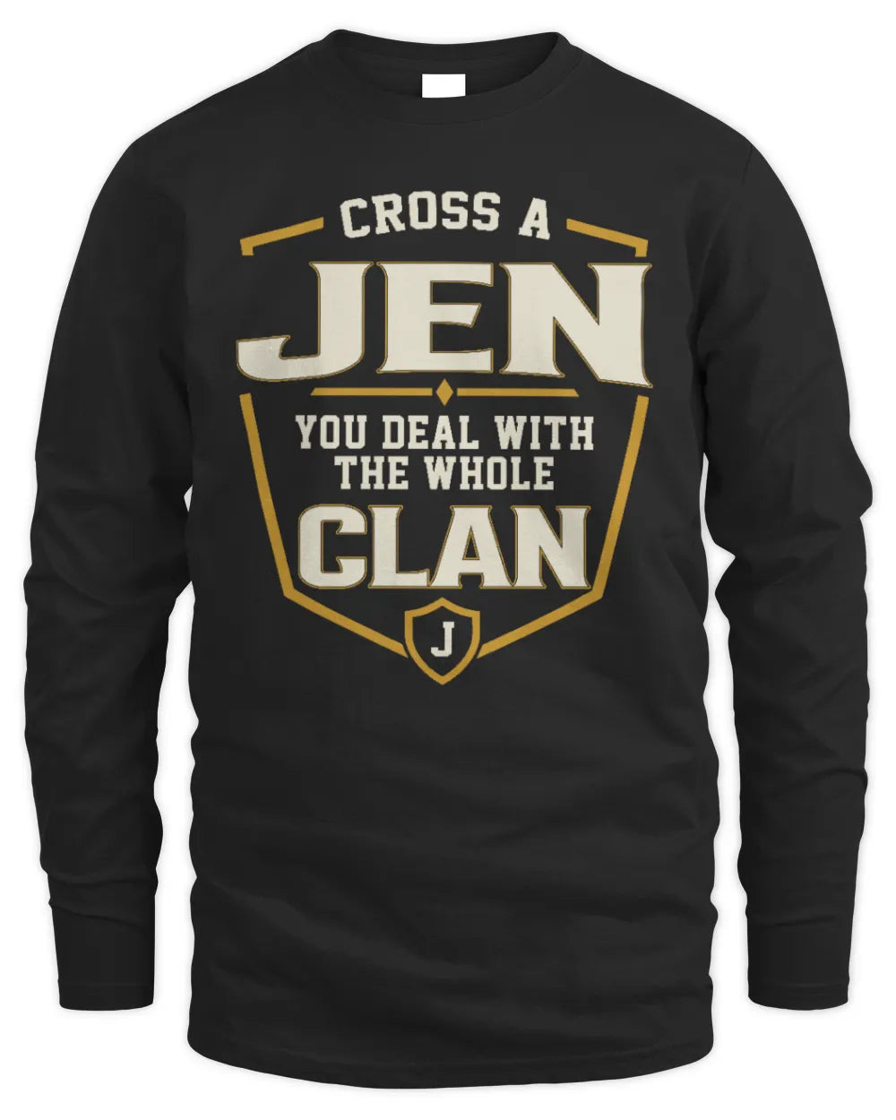 JEN NT1-K008 Cross A/An NAME, You Deal With the Whole Clan | Personalized Vintage T-Shirt - Men's Long Sleeved T-Shirt - Black
