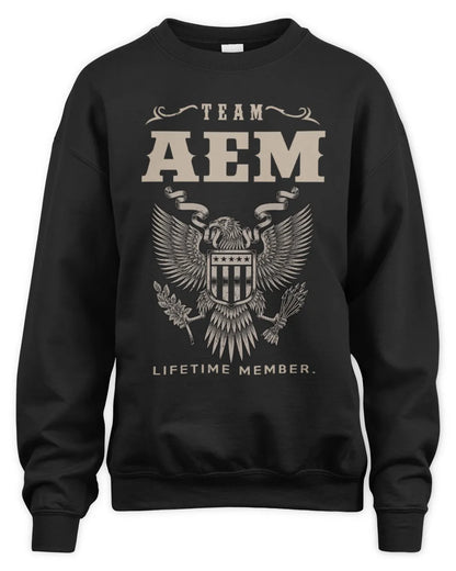 AEM TP06-K82 – Personalized Classic Style Apparel “Team NAME Lifetime Member” - Unisex Sweatshirt - Black